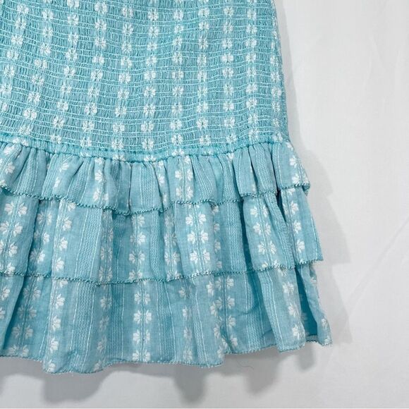 Saylor Celina Smocked Ruffle Mini Skirt Turquoise M - Picture 4 of 6